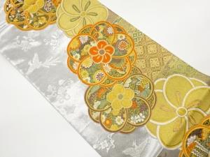 捻梅に蝶・花鳥・宝尽くし模様織出し袋帯